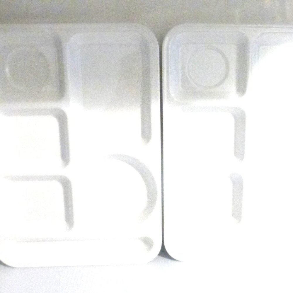 2x WHITE Texas Ware Melamine Ware DINNER TRAYS Vintage Serving Tray TV DINNER
